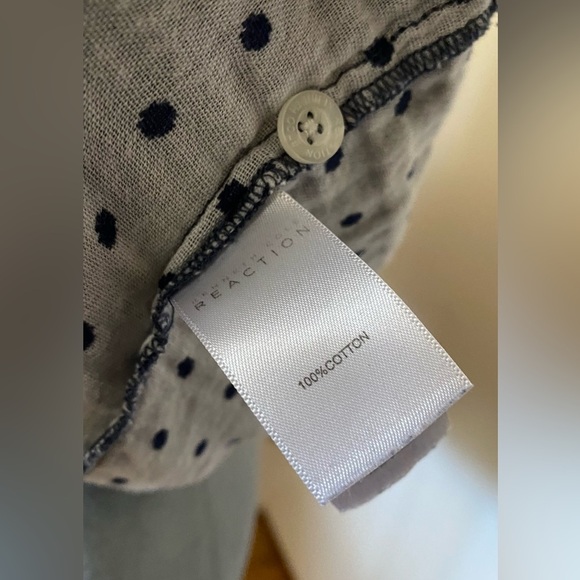 Kenneth Cole Reaction Blue White Polka Dot Cotton Gauze Button Down Size L - Picture 8 of 8